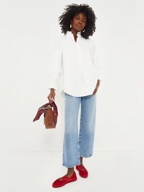 NWT Tuckernuck White Teagan Popover Quarter Button Blouse XXS